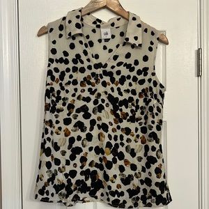 CAbi sleeveless, v neck blouse with collar